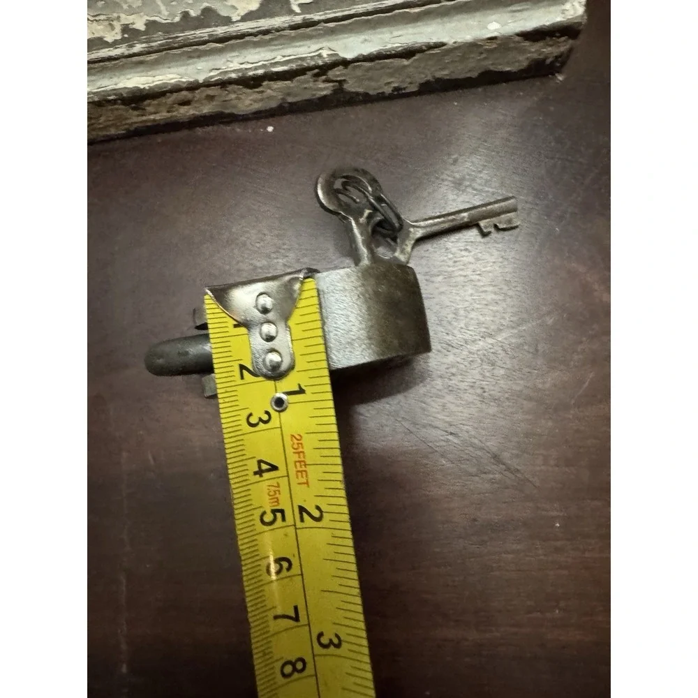 Antique Padlock 3'' Cast Iron Lock and Keys Old Vintage 1800s Style